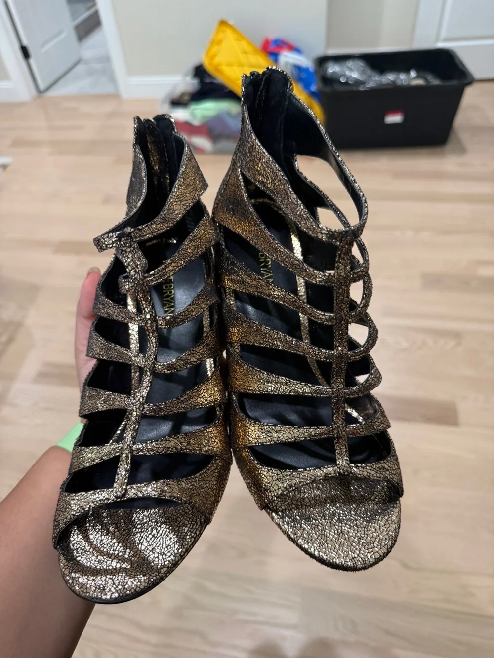 Lane Bryant Gold Glitter Strappy High Heel Sandals